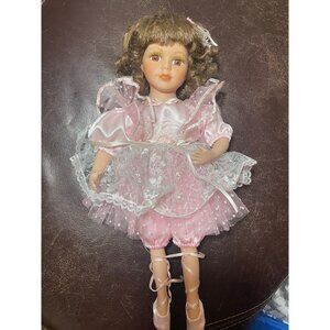Porcelain Ballerina Doll By The Emerald Doll Collection - Pink Lace Dress